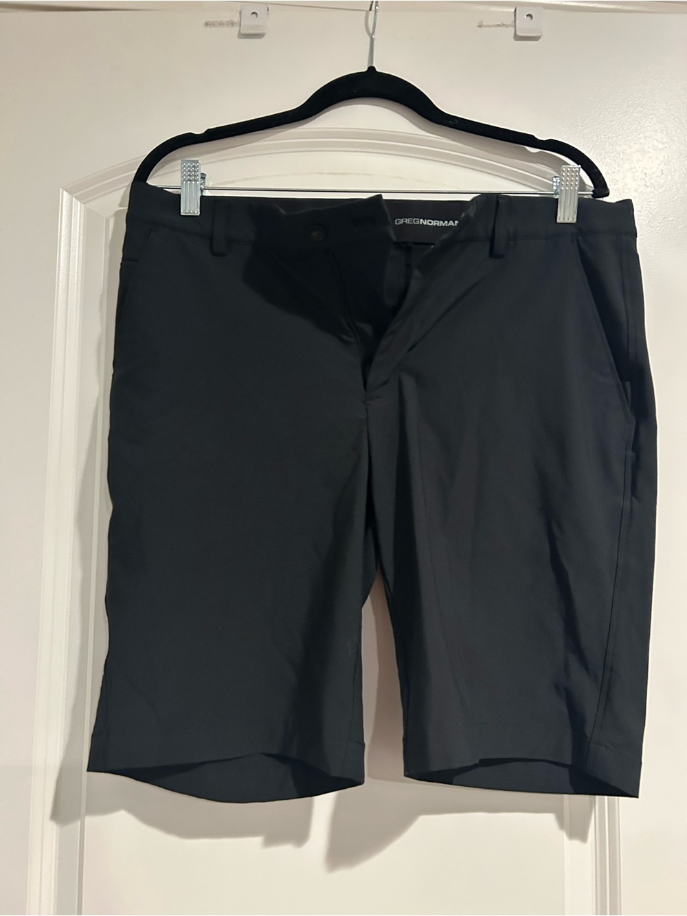Greg Norman Collection Black Flat-Front Golf Shorts